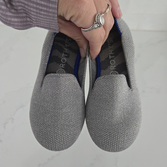 Rothy's Kids Toddler The Loafer Gray Sparkle Metallic Silver Glitter Size 10 - Picture 6 of 6